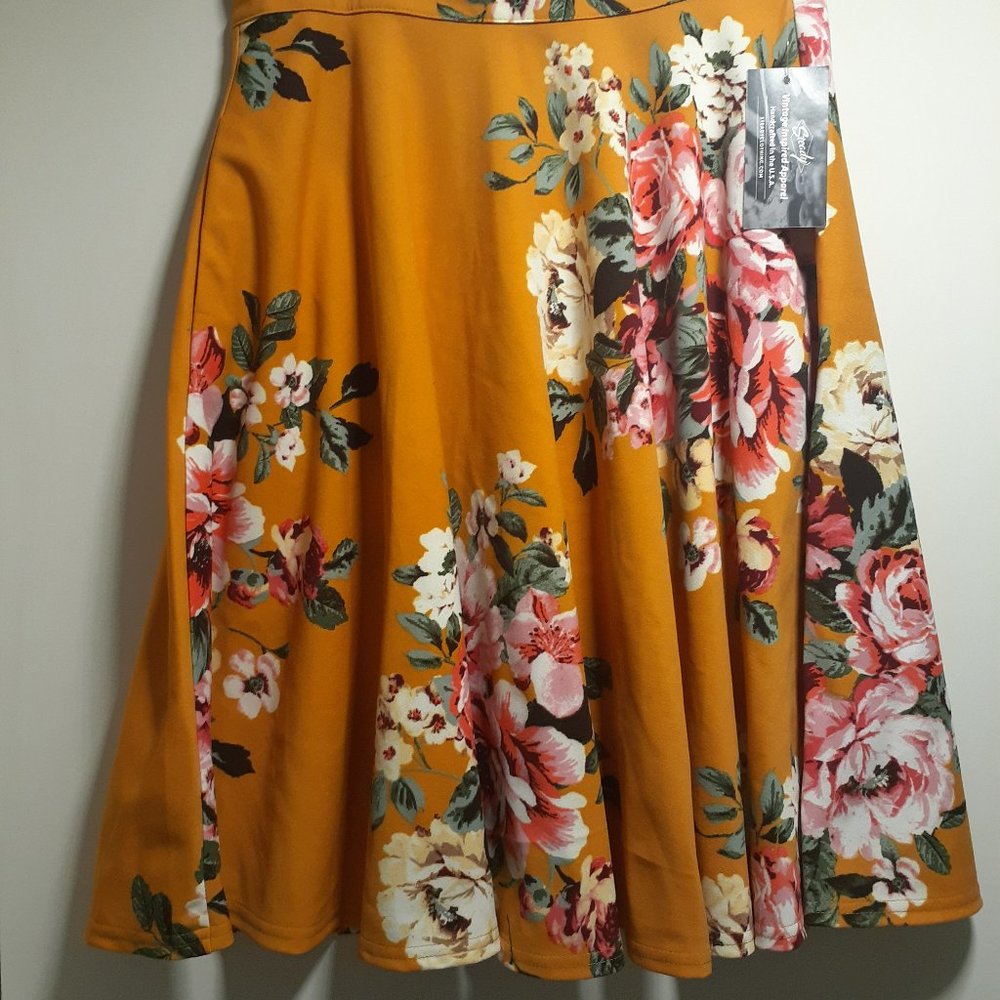 Steady Clothing Pinup Rockabilly Floral Midi swing skirt